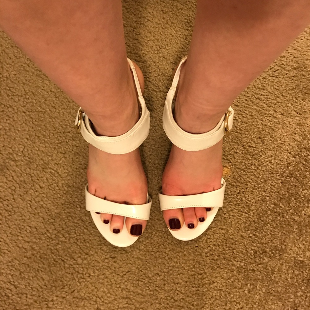 Comfy white slingback heels